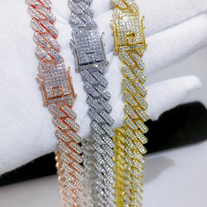 fachgo | Fashion Men Cuban Link Iced Out Necklace 14MM width Rhinestones Chain Rapper CZ Cuban Chain Necklace Hip Hop Birthday Jewelry