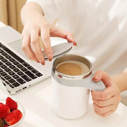 fachgo | Portable Coffee Electric Stirring mug Large Capacity Automatic Blender Cup Stainless Steel Rotating Magnetic home Drinking Tool
