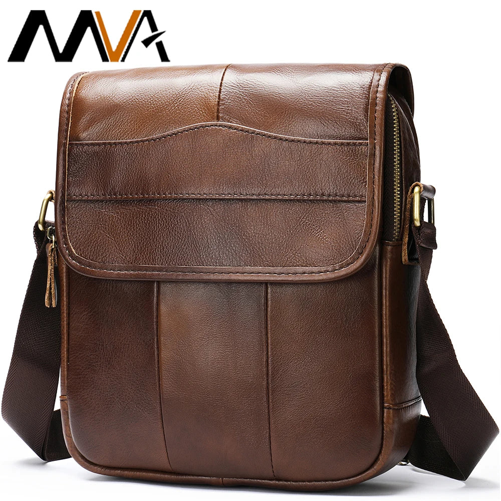 fachgo | MVA Men's Genuine Leather Bag Crossbody Bags for Men Messenger Bag Men Leather fashion Men's Shoulder Bags Male Handbags 1121
