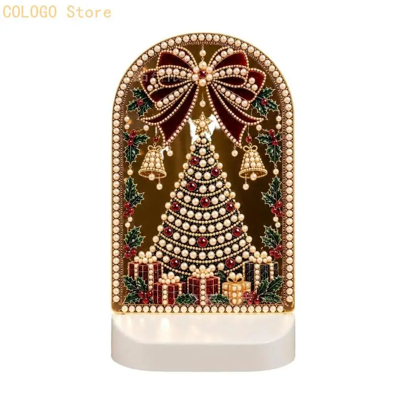 Christmas LED Acrylic Art Set with Faceted Pieces for a Handmade Indoor Display Project That Glows During Evening Use D0LD