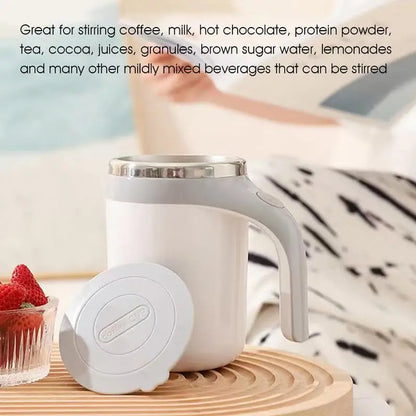 fachgo | Portable Coffee Electric Stirring mug Large Capacity Automatic Blender Cup Stainless Steel Rotating Magnetic home Drinking Tool