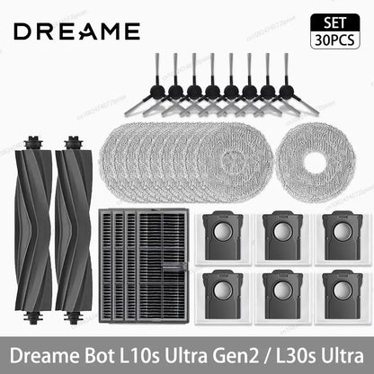 Dreame L10s Ultra Gen2 / L30s Ultra Robot Vacuum Cleaner Accessories Main Side Brush Mop Cloth Hepa Filter Dust Bag Spare Parts