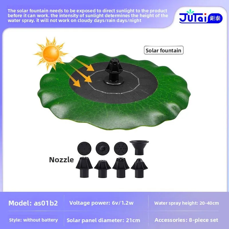 fachgo | Solar Fountain Outdoor Garden Water Feature Floating Bird Bath No Electricity Needed