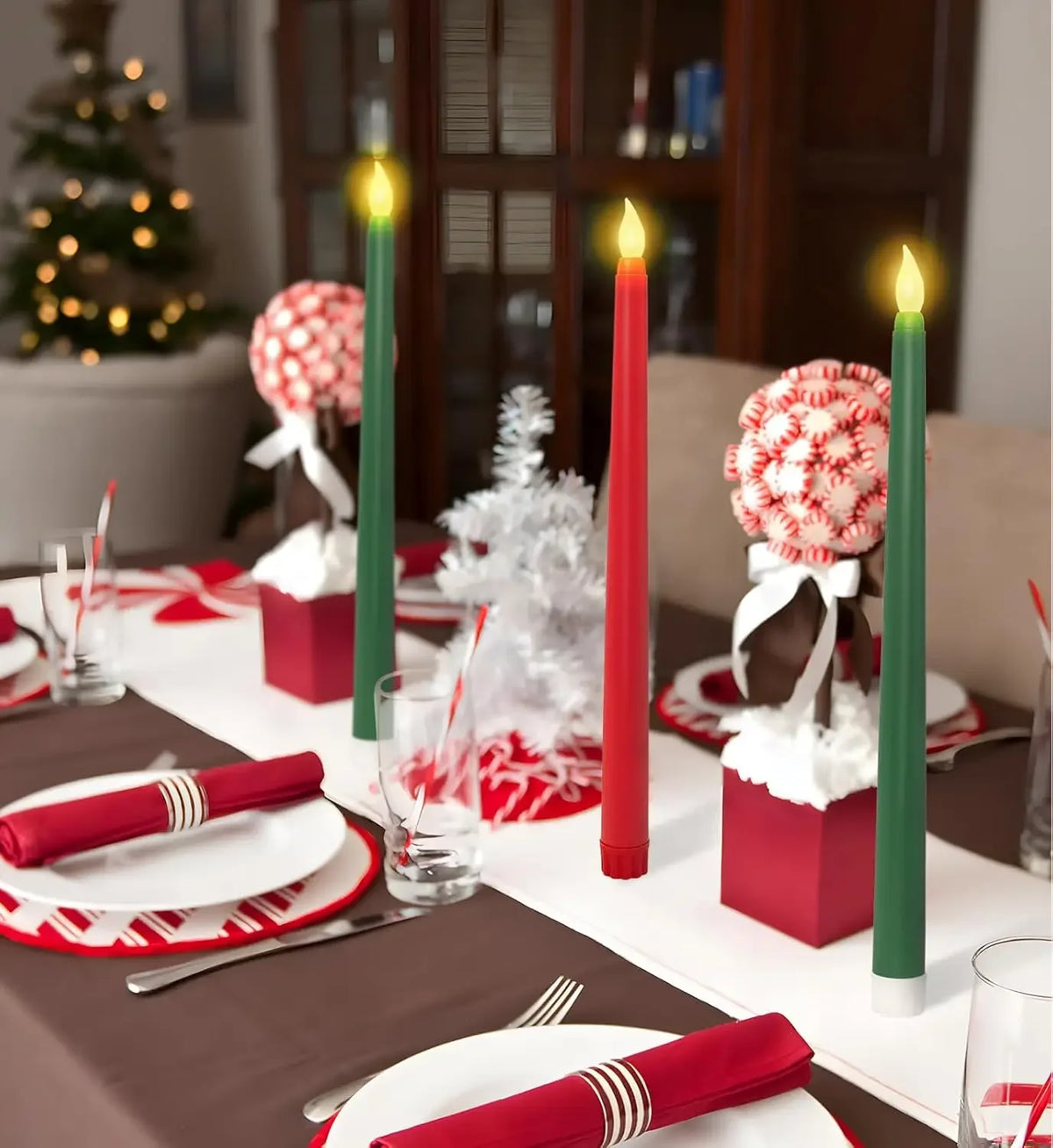 LED Flameless Taper Candles Battery Operated Realistic Flickering Remote Control Dinner Wedding Party Decoration Long Candles
