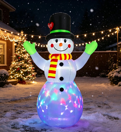 Christmas Lights Snowman Christmas Inflatable Model 210t Polyester Material Direct Supply from Manufacturer Waterproof Led Light-Emitting Inflatable
