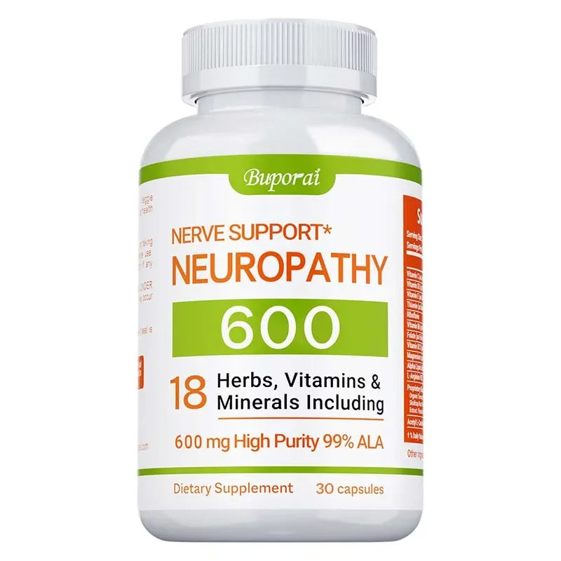 fachgo | Neuropathy Support Supplement 600mg - Antioxidant, Promotes Nerve Health, Cellular Energy, Metabolism and Anti-aging, Non-GMO