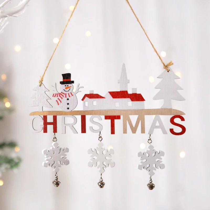 fachgo | Christmas Wooden Decorations Wall Porch Letter Pendant Snowman Hang Up Creative Decorative Crafts