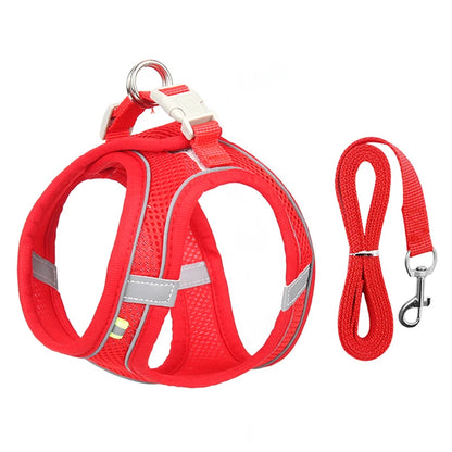 fachgo | Dog Harness Leash Set for Small Dogs Adjustable Puppy Cat Harness Vest French Bulldog Chihuahua Pug Outdoor Walking Lead Leash