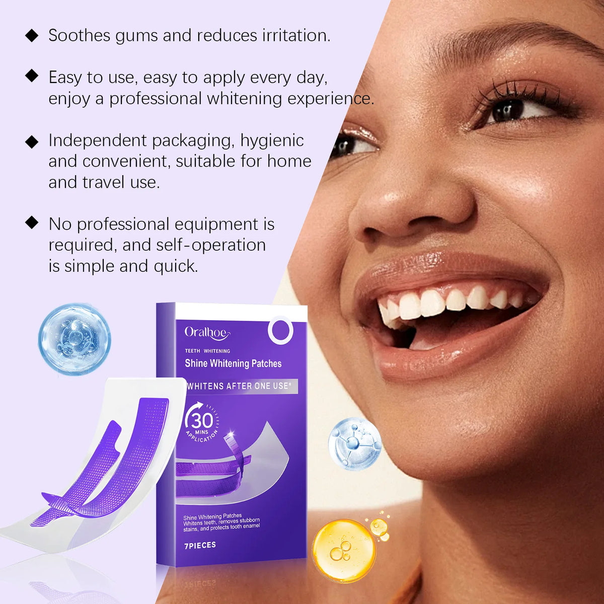 Purple Teeth Whitening Strips – Peroxide-Free, 30-Minute Brightening (7 Strips)