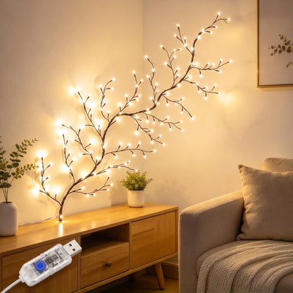 LED Tree Branch Light USB Powered Christmas Tree Vine Lamp DIY Festive Decor For Halloween Wedding Home