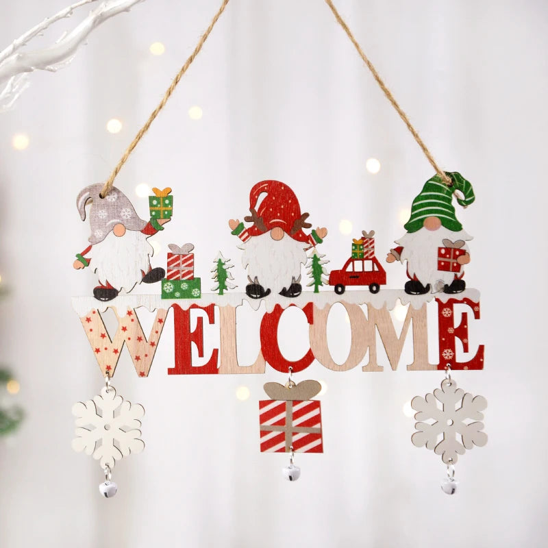 fachgo | Christmas Wooden Decorations Wall Porch Letter Pendant Snowman Hang Up Creative Decorative Crafts