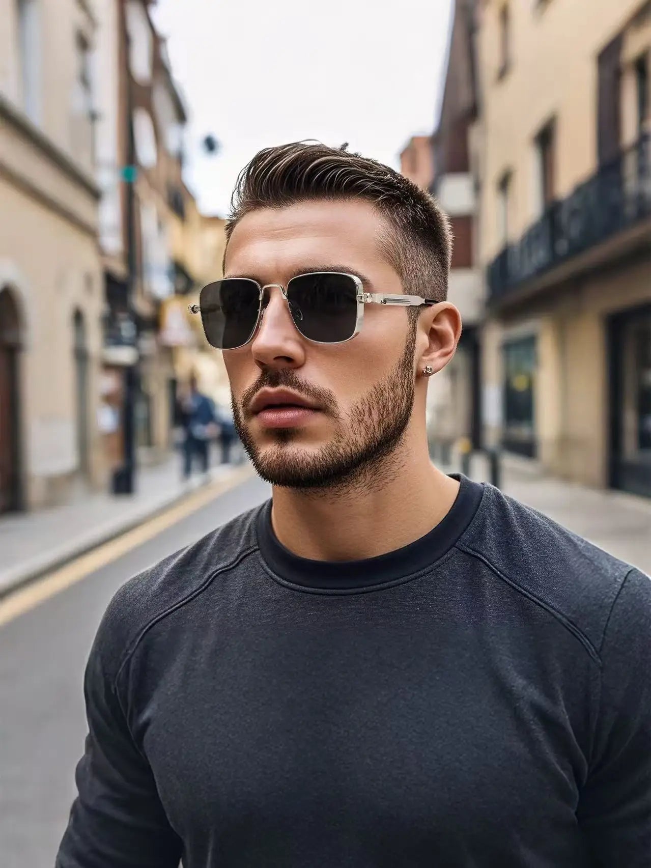 fachgo | Men Driving Sunglasses Vintage Steampunk Square Sunglasses Metal Frame with Spring Hinges Women Eyepiece Trendy Driver 2028