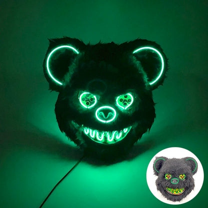 Halloween Light Up Horror Animal Mask LED Luminous Bloody Bear Mask Flashing Neon Cosplay Scary Masquerade Party Mask Supplies