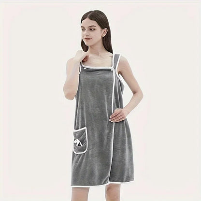 fachgo | Bath Towel Household Women Wearable Wrap Adults Absorb Water Polyester Dry Hair Skirt Long Style Bathroom Washable Bathrobe