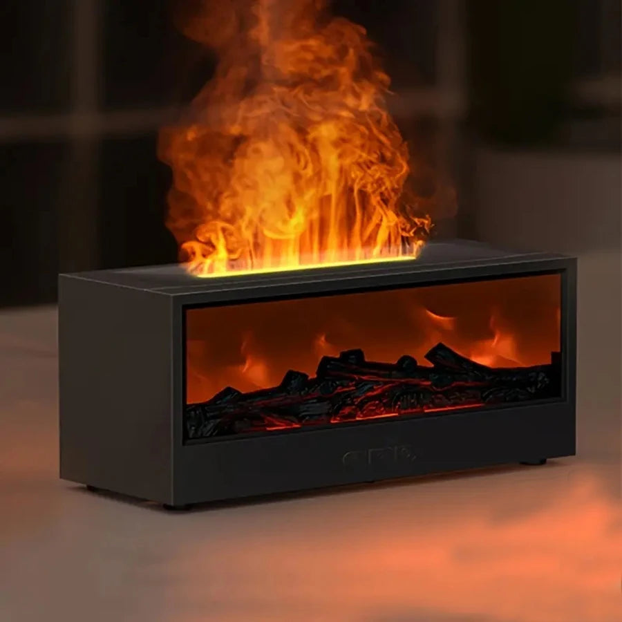 Simulated Fireplace Humidifier, Simulated 3D Flame Aroma Diffuser, with Timed Remote Control of Light Aroma Diffuser