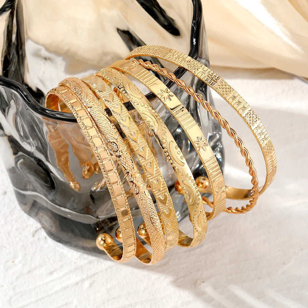 fachgo | 7 Pcs/Set Punk Gold Color Bracelets for Women Streetwear Goth Heart