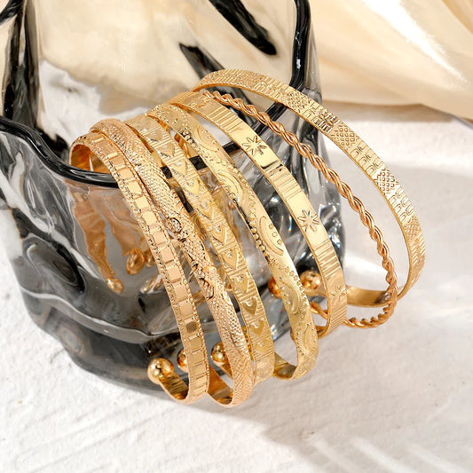 fachgo | 7 Pcs/Set Punk Gold Color Bracelets for Women Streetwear Goth Heart