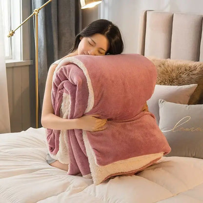 fachgo | Wool Throw Blanket Keep Warm Winter Bed Blankets Double Sided Queen Duvet Cover Camping Double Bed Cover Bedspread On The Bed