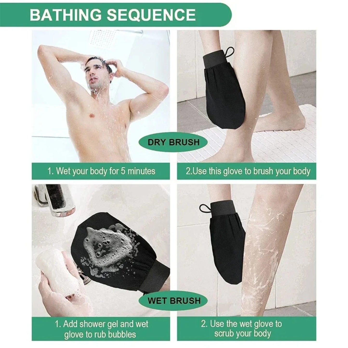 fachgo | Bath Scrub Glove Exfoliating Body Facial Tan Massage Glove Exfoliator Glove Random Color Bath Shower Wash