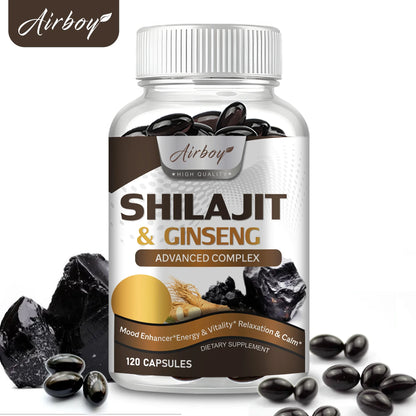 fachgo | Shilajit & Ginseng Supplement - Provides Energy and Endurance, Enhances Brain & Memory, Immune Support - 120 Capsules