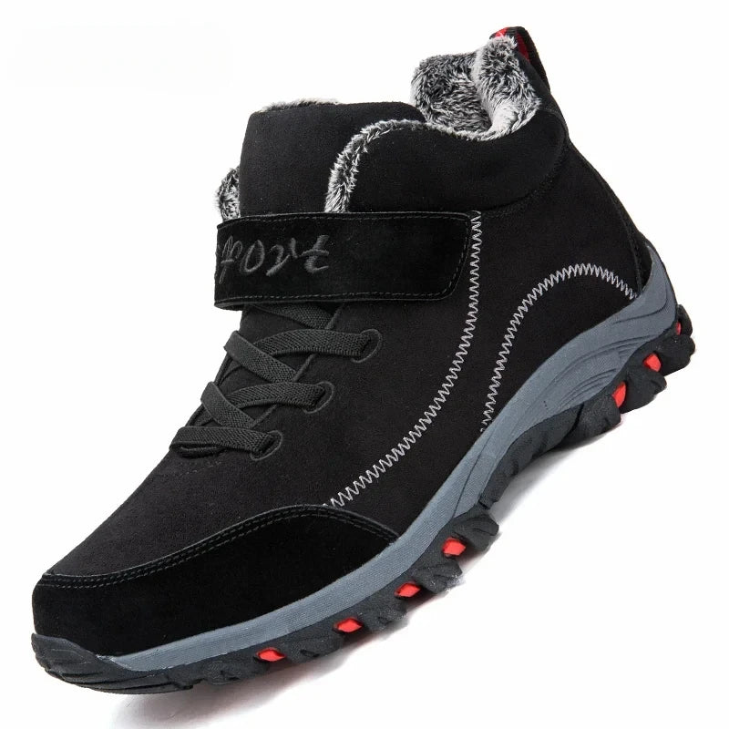 fachgo | Waterproof Winter Men Boots Suede Warm Snow Outdoor Sneakers Boots Men Work Casual Shoes High-top Non-slip Ankle Boots