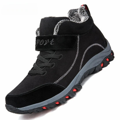 fachgo | Waterproof Winter Men Boots Suede Warm Snow Outdoor Sneakers Boots Men Work Casual Shoes High-top Non-slip Ankle Boots