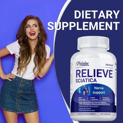fachgo | Relieve Sciatica Capsules - Contains B Vitamins To Support Sciatic Nerve Health, Soothe Nerves, Boost Energy - 120pcs