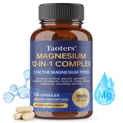 12-in-1 Magnesium Complex Supplement – High Absorption Rate, Supports Muscles, Nerves and Sleep, Suitable for Men and Women