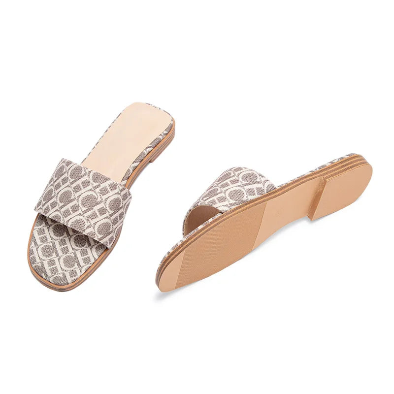 fachgo | Classic Simple Design Wearable Comfortable Anti-slip Sole Letter Printed Slippers Seasonal New Summer Fashion Women's Sandals