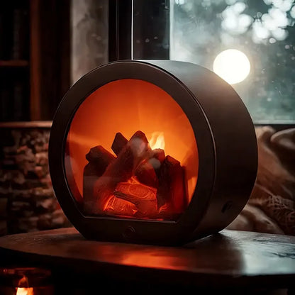 Realistic Flame LED Fireplace Log Lamp Battery and USB Operated Flameless Faux Fire Decor for Home Christmas Halloween Table