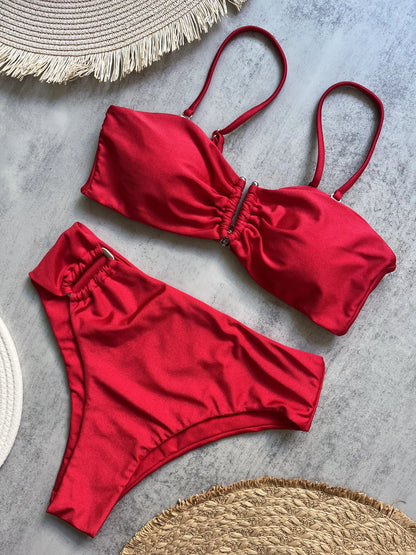 fachgo | Bandeau Push-Up Brazilian Bikini Set