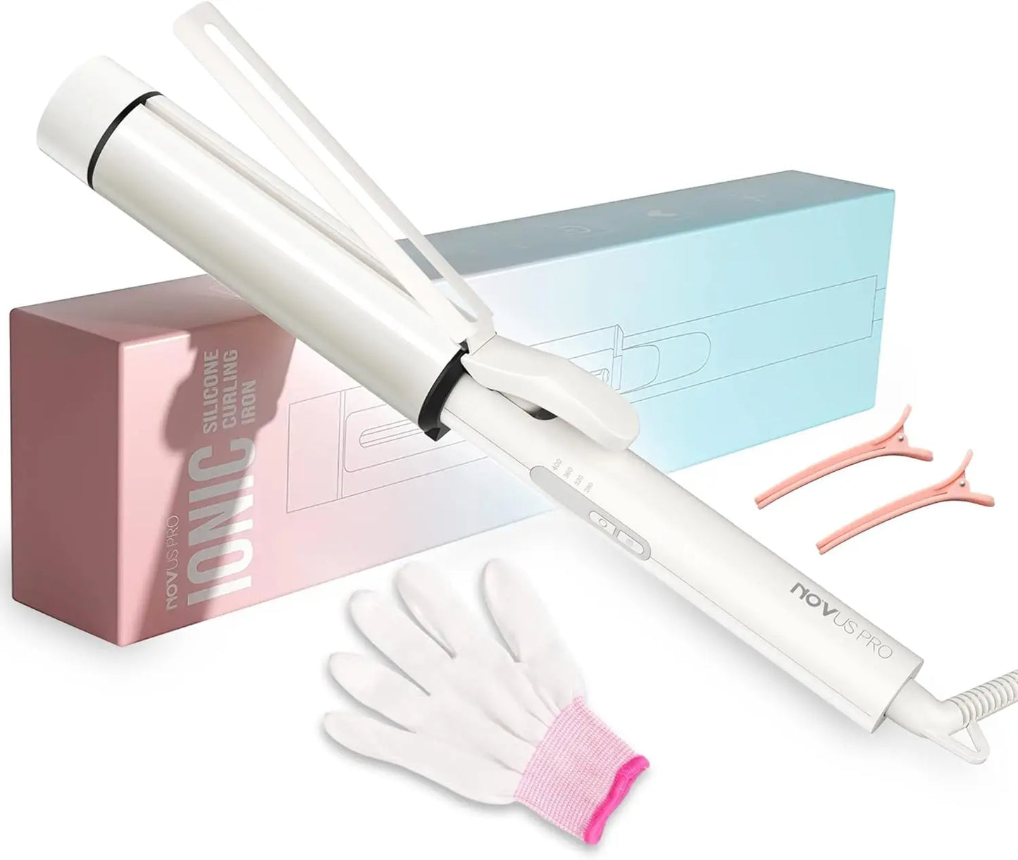 fachgo | 1.5 Inch Extra Large Curling Wand for Long Hair - Ceramic Tourmaline Barrel with 40000000 Negative Ions, 2 Clips