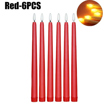 LED Flameless Taper Candles Battery Operated Realistic Flickering Remote Control Dinner Wedding Party Decoration Long Candles