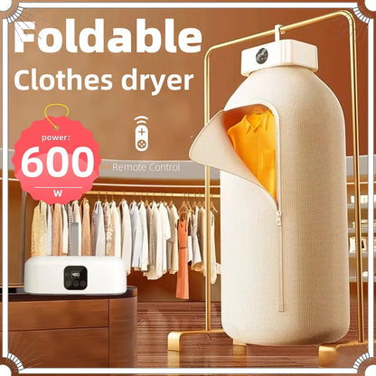 fachgo | Portable Mini Clothing Dryer Foldable Electric Clothes Dryer Apartment Dryer Travel RVS with Dryer Bag and Time Set Travel Style