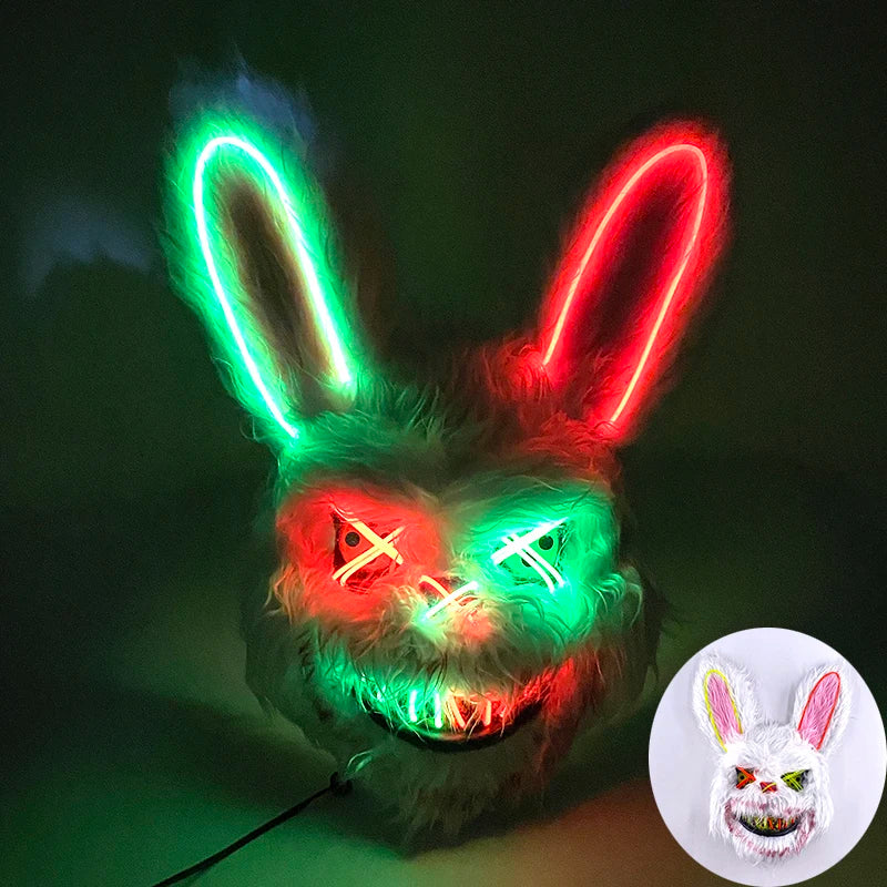 Halloween Light Up Horror Animal Mask LED Luminous Bloody Bear Mask Flashing Neon Cosplay Scary Masquerade Party Mask Supplies