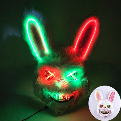 Halloween Light Up Horror Animal Mask LED Luminous Bloody Bear Mask Flashing Neon Cosplay Scary Masquerade Party Mask Supplies