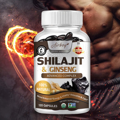 fachgo | Shilajit & Ginseng Supplement - Provides Energy and Endurance, Enhances Brain & Memory, Immune Support - 120 Capsules