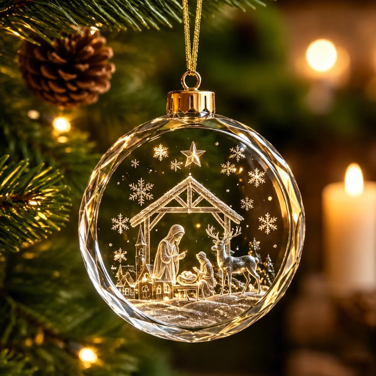 Christmas Tree Ornament Warm Holiday Hanging Decoration Winter Scenery Ornament Acrylic Transparent Acrylic Pendant For Mantel