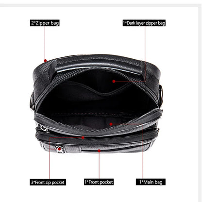 fachgo | Men's Natural Leather Handbag For Tablet Male Genuine Leather Shoulder Bag Small Men Travel Messenger Crossbody Bags Tote