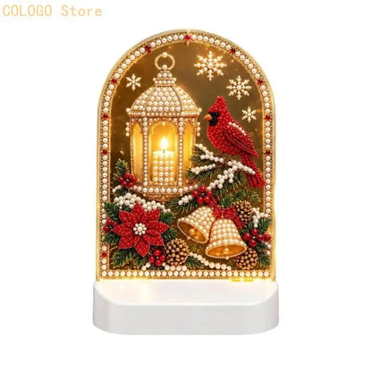 Christmas LED Acrylic Art Set with Faceted Pieces for a Handmade Indoor Display Project That Glows During Evening Use D0LD