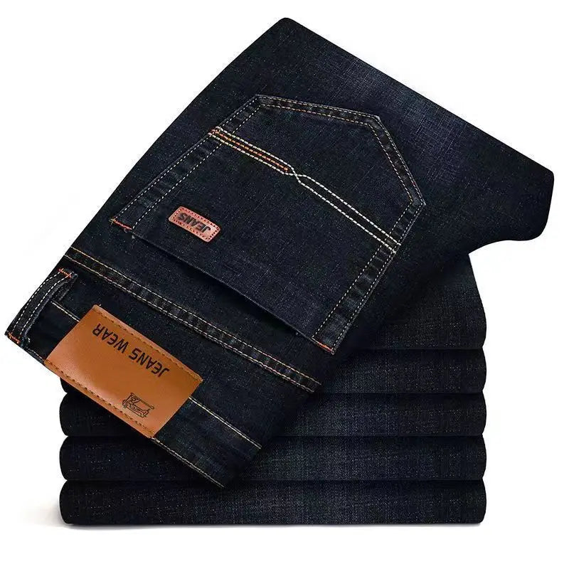 fachgo | 2025 Men NEW Men's Fashion Business Jeans Classic Style Casual Stretch Slim Jean Pants Male Brand Denim Trousers Black Blue Mens