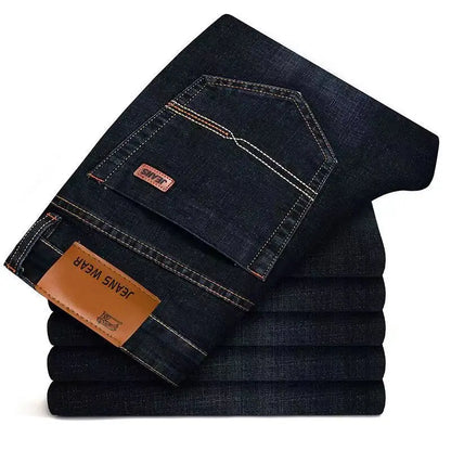 fachgo | 2025 Men NEW Men's Fashion Business Jeans Classic Style Casual Stretch Slim Jean Pants Male Brand Denim Trousers Black Blue Mens