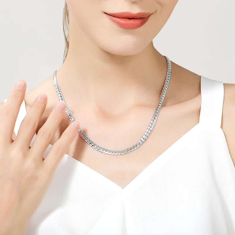 fachgo | 18K Gold/Silver Color 6mm Full Sideways Necklace 8/18/20/24 Inch Chain
