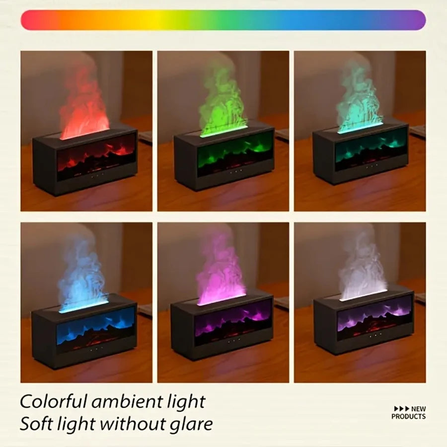 Simulated Fireplace Humidifier, Simulated 3D Flame Aroma Diffuser, with Timed Remote Control of Light Aroma Diffuser