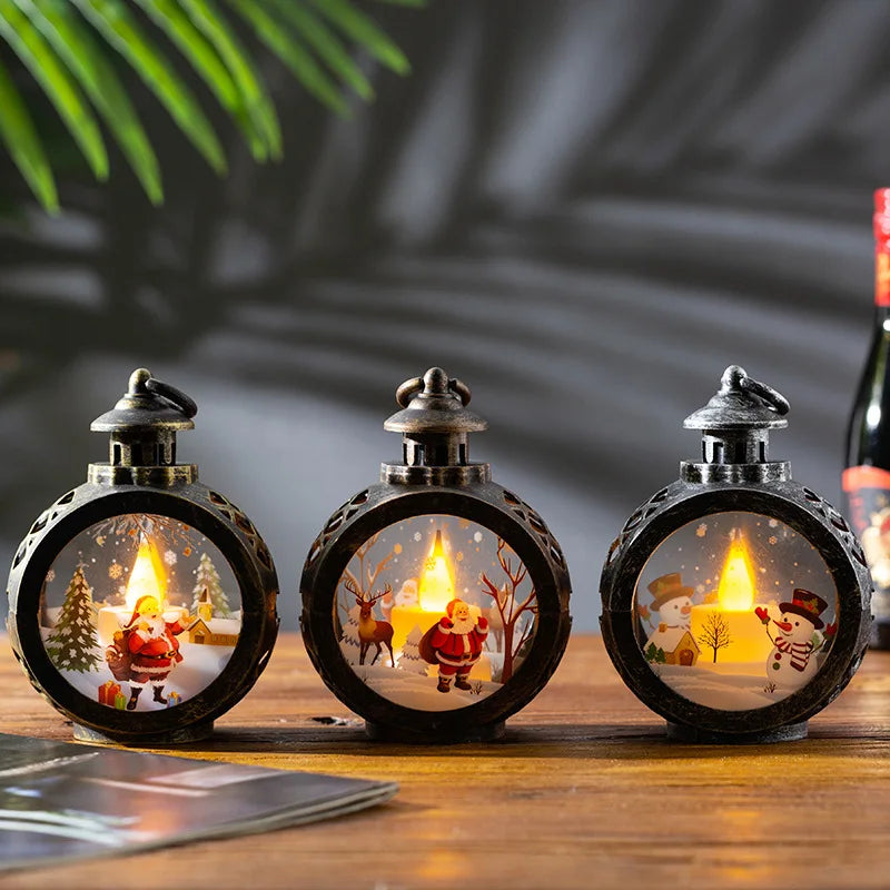 fachgo | Christmas Decorations Retro Night Lights Luminous Gift Window Decorations Tabletop Decorations Props Atmosphere Pendants