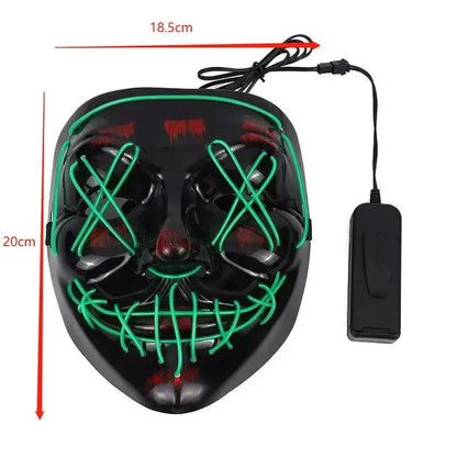 Cosplay Halloween Costume LED Light Up Scary Mask Halloween Mask Face for Man Kids Techwear Mask Lace Face Mask Party Decoration