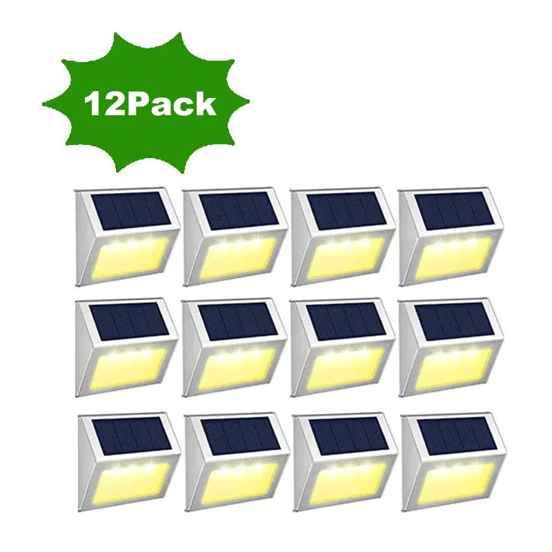 fachgo | 1-12Pack Solar Powered LED Deck Lights LED Solar Lamp Outdoor Stair Lights Stainless Steel for Garden Backyard Patio Wall Fence