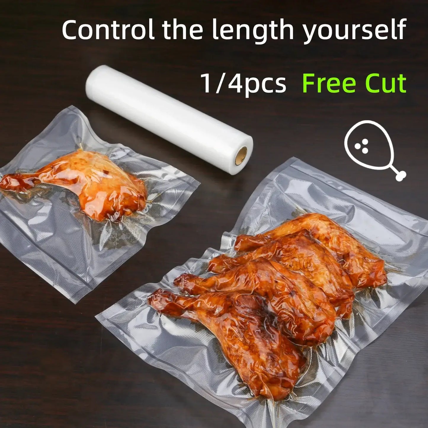 fachgo | 5-Pack Vacuum Sealer Bags: Anti-Puncture Tech, Thick PE+PA, Textured. Fits All Machines, BPA-Free. Keeps Meat, Veggies Fresh Lon