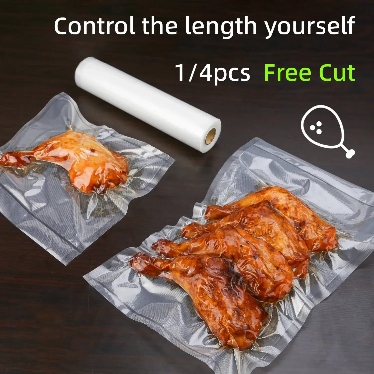 fachgo | 5-Pack Vacuum Sealer Bags: Anti-Puncture Tech, Thick PE+PA, Textured. Fits All Machines, BPA-Free. Keeps Meat, Veggies Fresh Lon