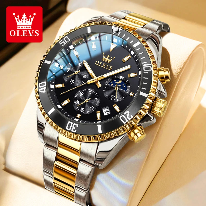 fachgo | OLEVS Moon Phase Chronograph Men’s Watch